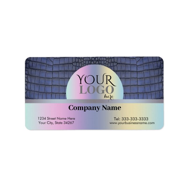 Personalized Printed Faux Cobalt Alligator Texture Label (Front)