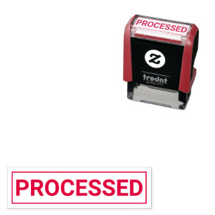 Personalized PROCESSED Label Self Inking Stamp Des