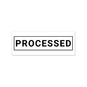 Personalized PROCESSED Label Wood Art Rubber Stamp