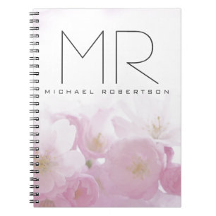 Personalized Professional Monogram Minimal Floral Notebook