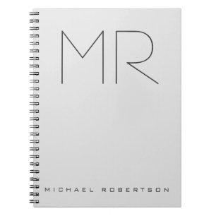 Personalized Professional Monogram Minimalist Grey Notebook