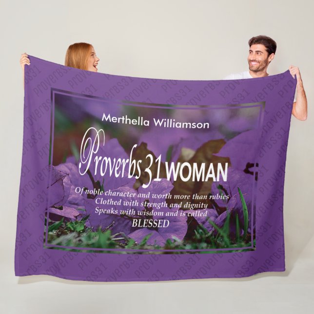 Personalized Proverbs 31 Woman Fleece Blanket (In Situ)