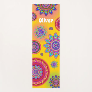 Personalized psychedelic hippy mandala yoga mat
