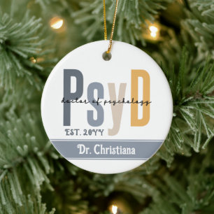 Personalized PsyD Doctor of Psychology Graduation Ceramic Ornament