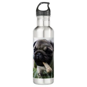 Personalized Pug Dog Photo and Name 710 Ml Water Bottle
