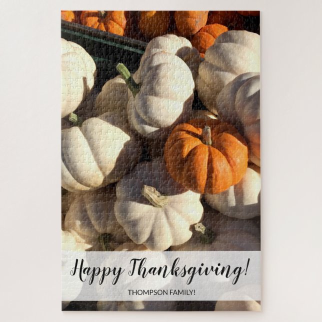 Personalized Pumpkin farm photography Thanksgiving Jigsaw Puzzle (Vertical)