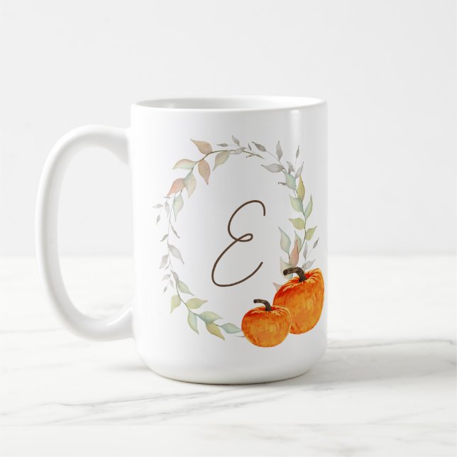 Personalized Pumpkin Monogram Fall Coffee Mug (Left)