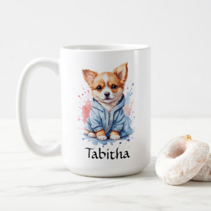 Personalized Puppy Watercolor Illustration  Coffee Mug