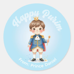 Personalized Purim Sticker - Prince Theme