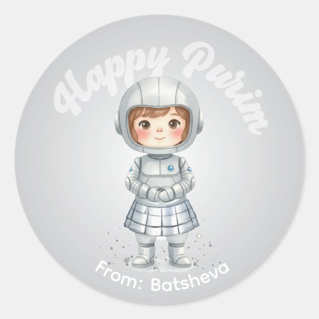 Personalized Purim Sticker – Robot Theme (Front)