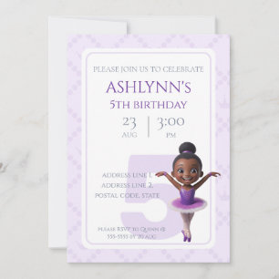 Personalized Purple Ballerina Ballet Birthday Invitation