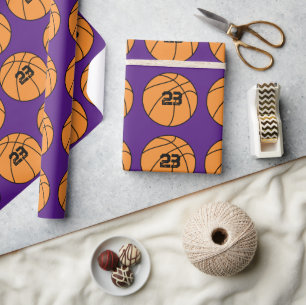 Personalized Purple Basketball Player Number Wrapping Paper