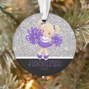 Personalized Purple & Black Cheerleading Ornament 