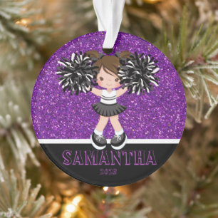 Personalized Purple & Black Cheerleading Ornament 