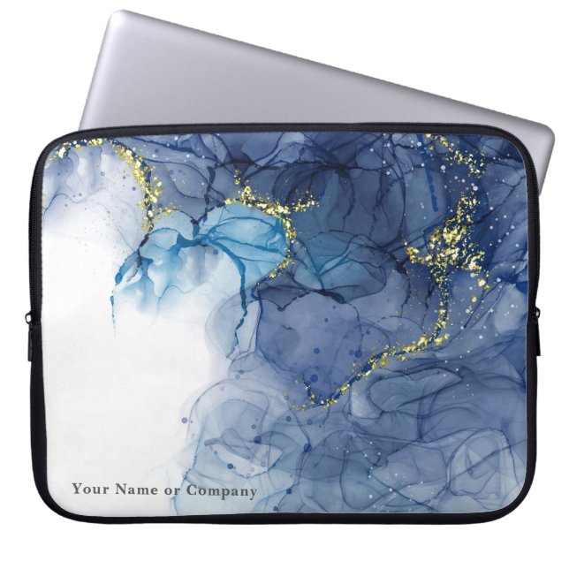 Personalized Purple/Blue Marble Ink Laptop Case (Front)