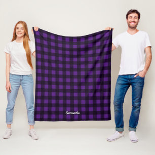 Personalized Purple Buffalo Plaid Blanket