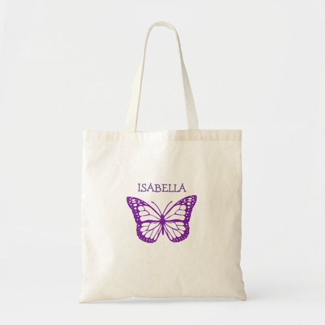 Personalized Purple Butterfly Tote Bag (Front)