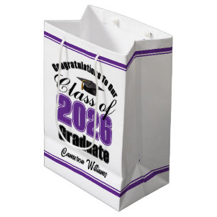 Personalized Purple Class of 2026 Graduation Medium Gift Bag