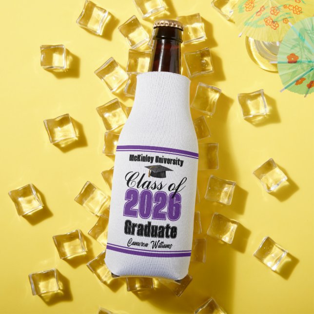 Personalized Purple Class of 2026 Graduation Party Bottle Cooler (In Situ Summer)