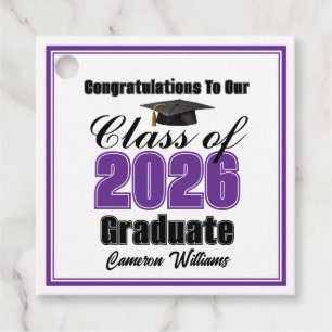 Personalized Purple Class of 2026 Graduation Party Favour Tags