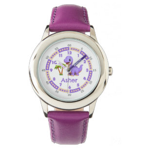 Personalized Purple Cute Dinosaur Time-Teaching  Watch