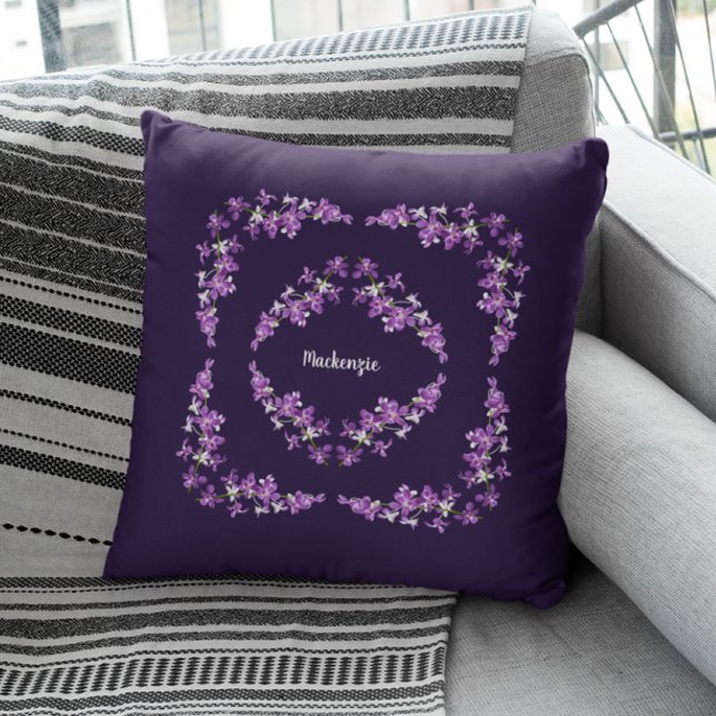 Personalized Purple Dendrobium Orchids Motif Cushion (Creator Uploaded)