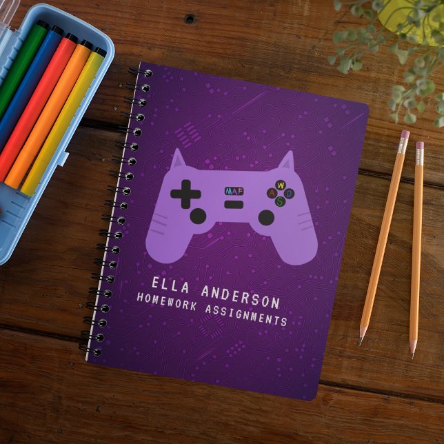 Personalized Purple Gaming Controller School Notebook (Creator Uploaded)