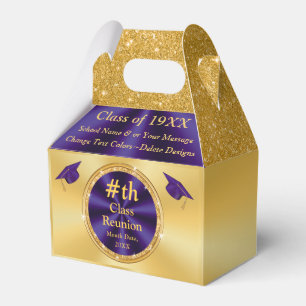 Personalized Purple Gold, Class Reunion Favors, Favour Box