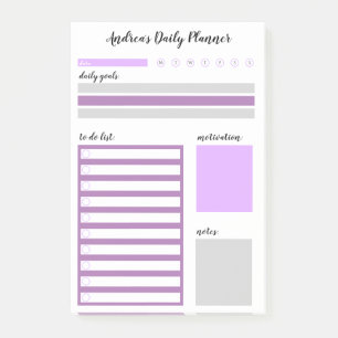 Personalized Purple Gray Daily Planner Post-it Notes