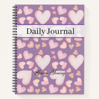 Personalized Purple Heart Daily Journal Custom