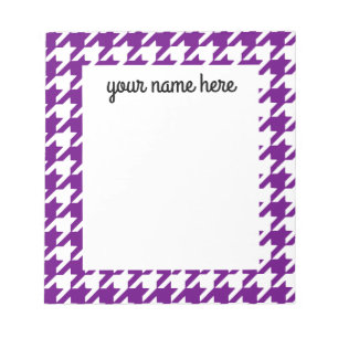 Personalized Purple Houndstooth Notepad
