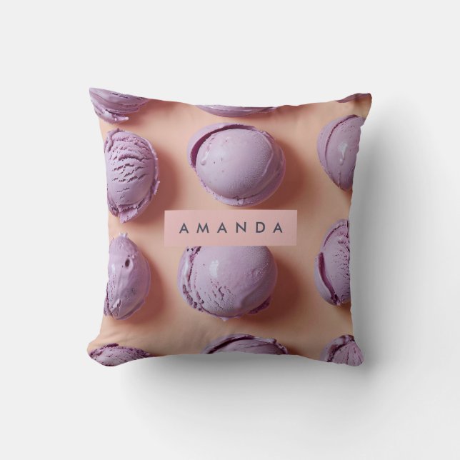 Personalized Purple Ice Cream Scoop  Cushion (Front)