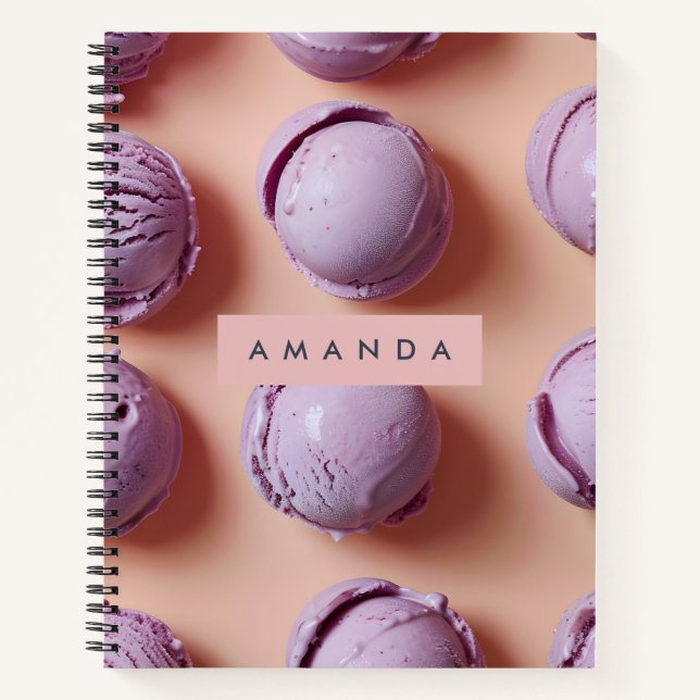 Personalized Purple Ice Cream Scoop  Notebook (Front)