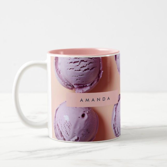Personalized Purple Ice Cream Scoop  Two-Tone Coffee Mug (Left)
