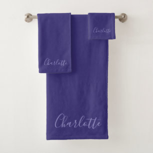 Personalized Purple Modern Simple Bath Towel Set
