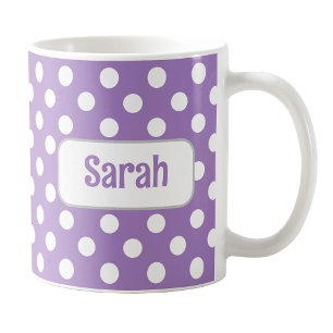 Personalized Purple Polka Dot Mug