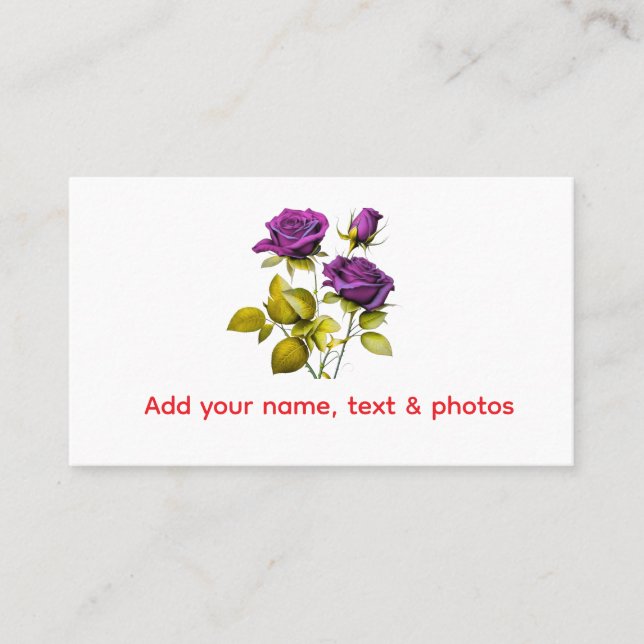 Personalized Purple Rose Business Card | Add Your (Front)