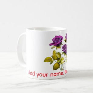 Personalized Purple Rose Mug   Add Your Name, Text