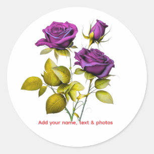 Personalized Purple Rose Sticker   Add Your Name