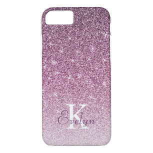 Personalized Purple Sparkle Glitter Monogram iPhone 8/7 Case