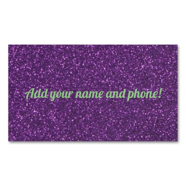 Personalized purple sparkling glitter 	Magnetic business card (Front)