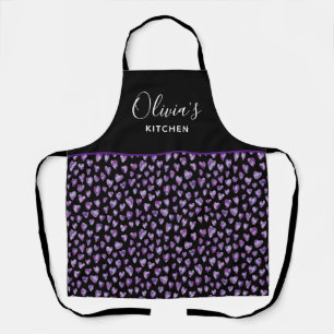 Personalized Purple Watercolor Heart Kitchen Baker Apron