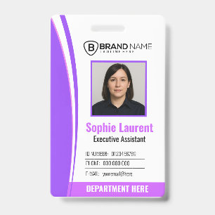 Personalized Purple White Corporate Staff ID Badge