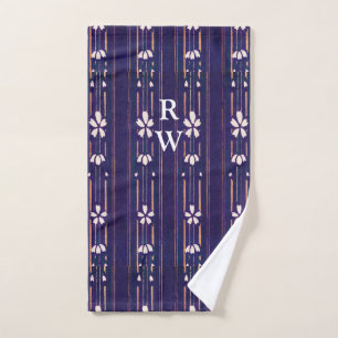 Personalized Purple & White Florals Hand Towel
