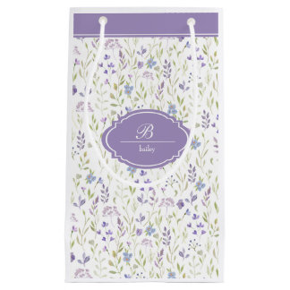 Personalized Purple Wildflower Monogram Small Gift Bag