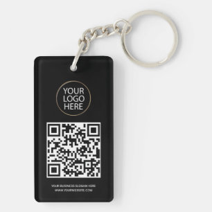 Personalized QR Code Business Card Your Logo Black Key Ring