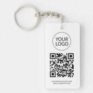 Personalized QR Code Business Card Your Logo white Key Ring