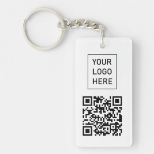 Personalized QR Code Business Card Your Logo white Key Ring