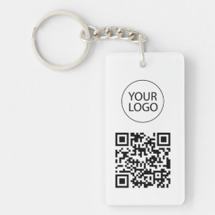 Personalized QR Code Business Card Your Logo white Key Ring
