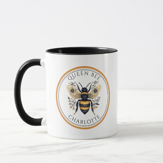 Personalized Queen Bee Floral Mug (Left)
